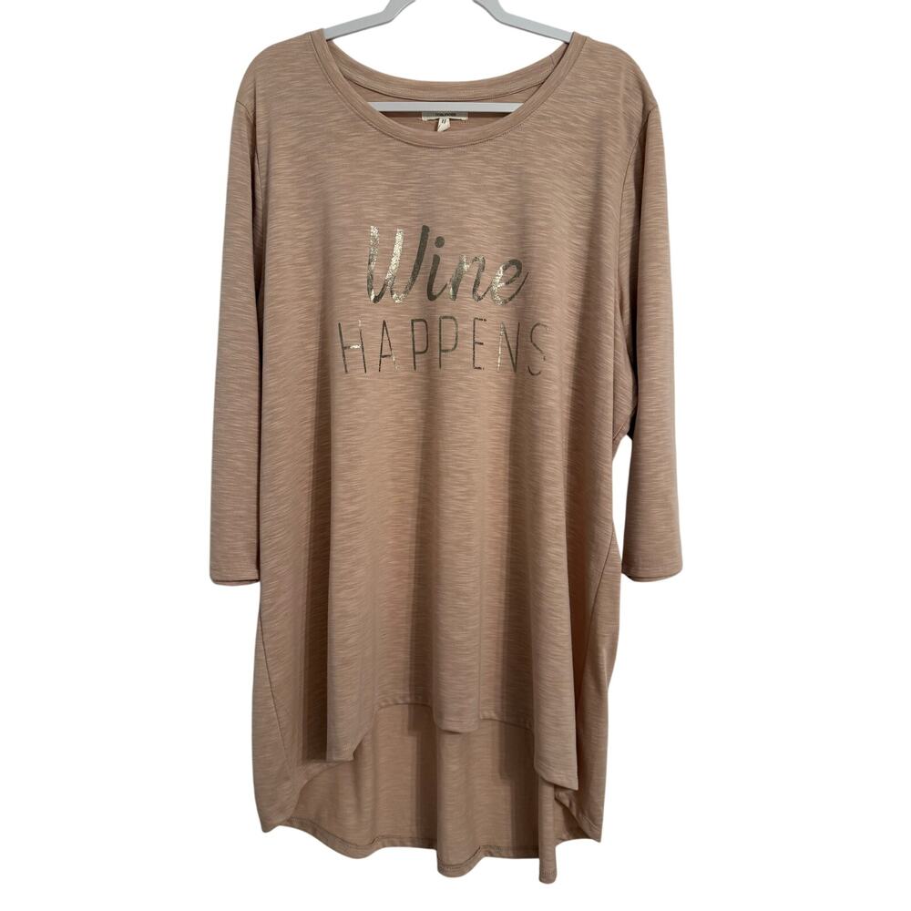 Maurices NWT Womens Plus 3X Wine Happens Hi Lo Soft Pink Tunic Top Lounge Travel